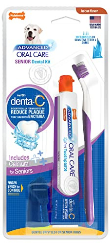 Nylabone Advanced Oral Care Senior Dog Dental Kit Bacon Flavor Small