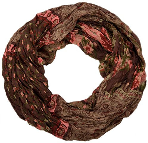 styleBREAKER Loop Schlauchschal mit Blumen Alloverprint Mustermix, Crash and Crinkle, Paisley, Punkte, Blüten, Rosen 01014008, Farbe:Braun