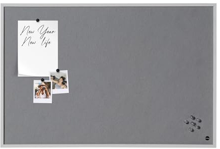 Bi-Office Pinnwand New Basic, Grauem Filz mit Grauem Holzrahmen, 885x585 mm