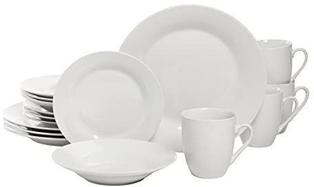 10 Strawberry Street Simply Round 16 Piece Dinnerware Set, White