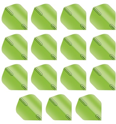 RED DRAGON Hardcore XT Fluoro Grün Extra Dicke Standard Dart Flights - 5 Sätze pro Packung (15 Dart Flights insgesamt)