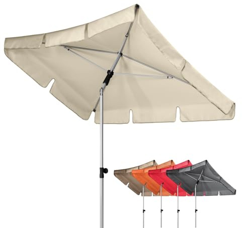 Doppler Active Auto Tilt 180x120 cm Gartenschirm eckig – komfortable Schieber-Automatik, knick- & höhenverstellbar, UV-Schutz LSF 50+, wetterfestes Polyester, stabiles Stahlgestell in Silber