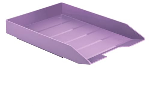Acrimet Corbeille à Courrier Empilable Organiseur de Bureau pour Papier et Document A4 (Plastic Durable) (Couleur Violet) (1 unité)