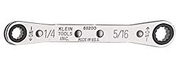 KLEIN TOOLS 68200 Ratcheting Box Wrench, Made in USA, 1/4-Inch x 5/16-Inch with Reverse Ratcheting and Chrome Plated Finish