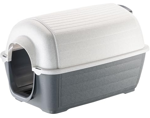 Ferplast Caseta de Exterior para Perros Kenny Mini, Resina termoplástica Resistente a los Golpes y a los Rayos UV, Sistema de Drenaje de líquidos, Rejilla de ventilación, 40 x 66 x h 40 cm