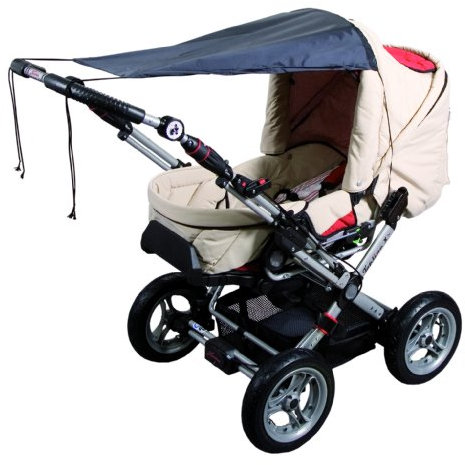 sunnybaby 11272 - Universal Sonnensegel für Kinderwagen & Sportwagen | Sonnenschutz | höchster UV Schutz UPF 50+ | verstellbar | Markisen-Rollofunktion - Farbe: SCHWARZ | Qualität: MADE in GERMANY