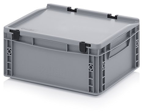 Auer Packaging Eurobehälter-Eurobox 40 x 30 x 18,5 cm mit Scharnierdeckel inkl. gratis Zollstock