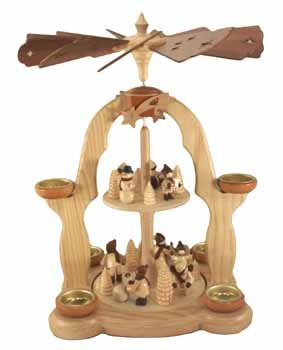 Rudolphs Schatzkiste Pyramid of Two-Story Winter Children with tealights 40cm Table Pyramid Erzgebirge Wood
