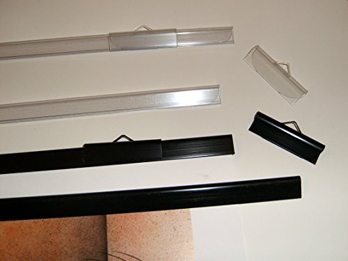 Posterschienen 594 mm lang 5 Paare dunkeltransparent mit je 2 var.Aufhängern