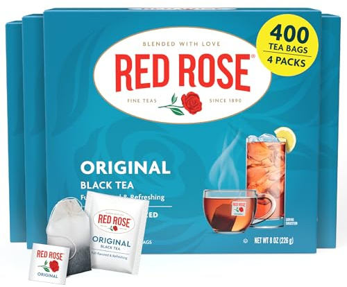 Red Rose Original Black Tea, Full-Flavored Strong Tea, 100 Tea Bags 4 Pack