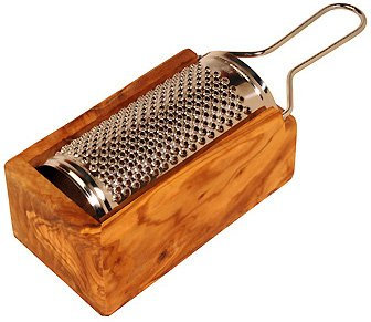 Maestro Leonardo - Rallador de queso parmesano, madera de olivo, tamaño pequeño: 11 cm (19 cm con el mango), producto artesanal italiano