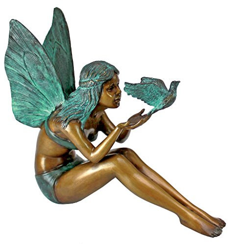Design Toscano Bronzegussgartenfigur Vogelfee, bronze, 10 x 28 x 24 cm, MP9222