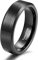 Titaniumcentral Damen Herren Ringe aus Wolframcarbid Gebürstet Schwarz Verlobungsringe Trauringe(Schwarz(6mm),58 (18.5))