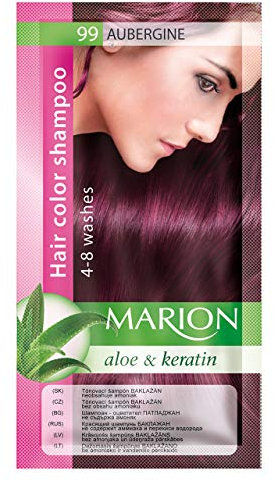 Marion. Champú de color para el cabello en bolsita, duración de 4 a 8 lavados, con áloe y queratina, color semipermanente