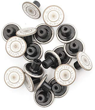 Trimming Shop Matt Silber Bronze 14mm Metall Jeans Knöpfe Tack Verbindungen mit Rücken Pin für Bekleidung Reparatur, Jeans, Jacken - Matt Silber, 100