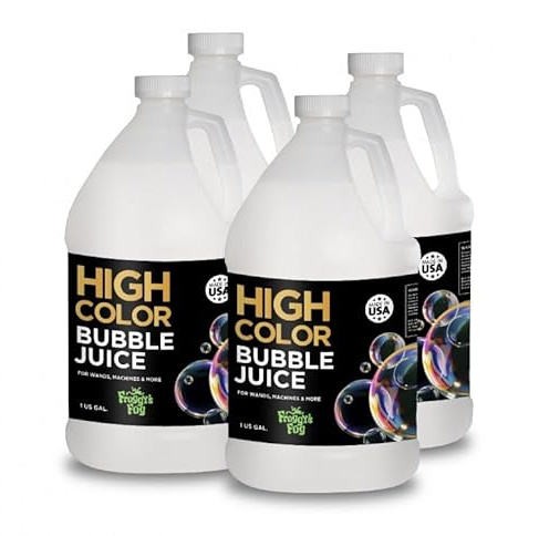 Froggy's Fog High Color Bubble Juice, Strong, Long-Lasting Bubble Solution Creates Iridescent Bubbles for Bubble Machines and Bubblers, 4 Gallon Case