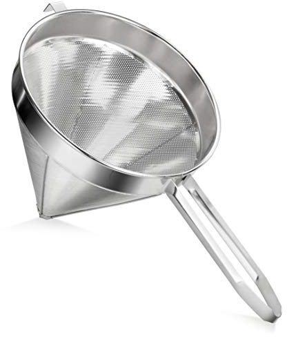 New Star Foodservice 34257 18/8 Stainless Steel China Cap Strainer, 8-Inch, Fine Mesh