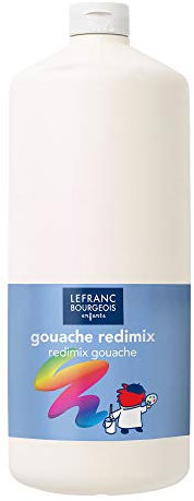 Lefranc Bourgeois 188052 flüssige Tempera Redimix Farbe, leuchtende Gouachefarbe auf Wasserbasis, hohe Deckkraft, hervorragenden Maleigenschaften, gebrauchsfertig, 2000ml Flasche - Weiß