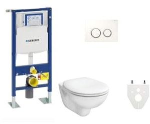 Pack WC suspendu Geberit autoportant - Abattant frein de chute, Sigma20 blanc/chromé brillant