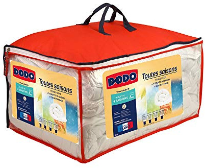 DODO - Couette 4 Saisons Ultra Douce 200x200 cm - Convient 1-2 Personnes - Tissu 100% Polyester - Garnissage Synthétique 100% Polyester Fibre Volupt'Air - Toucher Peau de Pêche - Lavable à 40°C