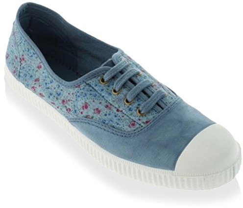Victoria Inglesa - Tenis elásticos Tintada Estamp de lona con cordones para mujer, azul/, 35 EU