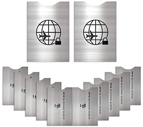 MATANA 12 RFID-Schutzhüllen, NFC-Blocker Kartenhüllen für Kreditkarten, Bankkarten, EC-Karten & Reisepässe - Elegantes Silber