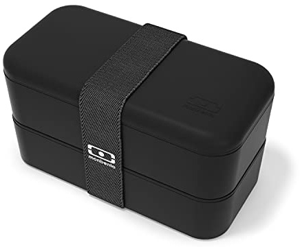 monbento - MB Original schwarz Onyx Bento Box Made in France - Brotdose mit 2 Fächer - Lunch box perfekt für Büro/Meal prep/Schule