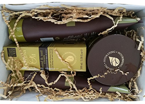 Morroccan Argan Oil 4 Pack Beauty Gift Set Moisturising Body Butter Hair Shampoo Conditioner and Hand and Nail Cream Easter 2018 Bath Set