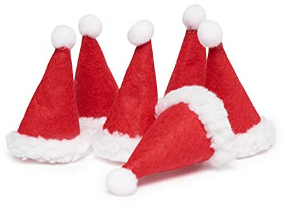 VBS Mini-Weihnachtsmützen 6 Stk. Ca. 9cm Deko Weihnachten Nikolausmütze Miniatur Eierwärmer Stuhlecken Eiermützen
