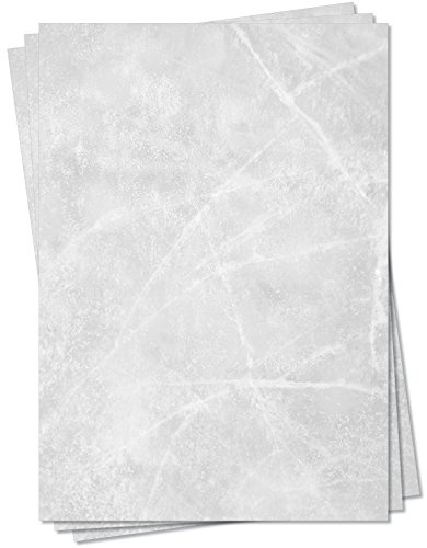 Gastronomie Papier (Grau-Eis-Marmor, DIN A6, 100 Blatt, MPA-5155b) für Speisekarten. Marmoriertes Papier, Marmorpapier zweiseitig bedruckt, für alle Drucker/Kopierer geeignet