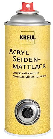 KREUL 830400 - Acryl Seidenmattlack, 400 ml Spraydose, farblos, nicht gilbend, universell einsetzbarer seidenmatt trocknender Schutzlack für Pappe, Holz, Glas, Porzellan, Keramik