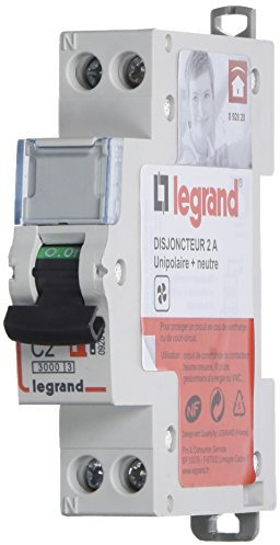 LEGRAND - Disjoncteur Phase + Neutre 230V DNX³ - Pouvoir de Coupure 3000A - 2A Courbe C - Bornes à Vis - 1 Module - Fabriqué En France