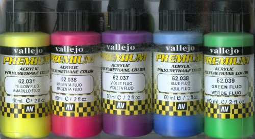 Vallejo Premium Color 60 ml fluorescerande färgset (set med 5)