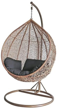 dirty pro tools™ Brown Colour Rattan Swing Egg Chair Outdoor Garden Patio Hanging Wicker Weave Furniture