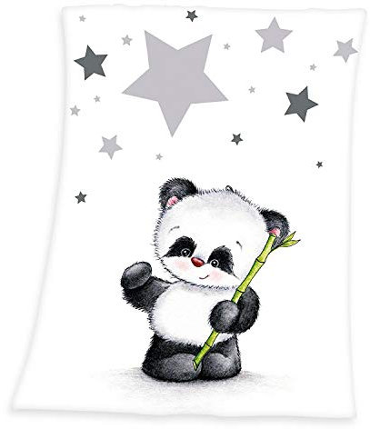 Herding Fynn Couverture Bébé, Petit Panda, 75 x 100 cm, Microfibre Polaire, Blanc