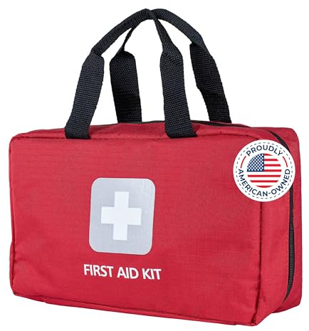 Thrive Home Essentials First Aid Kit (291 Pieces) - First Aid Bag with Multi-Sized Bandage, Gauze, Wipes, Scissors, Gloves, Tape, Ice Pack and More
