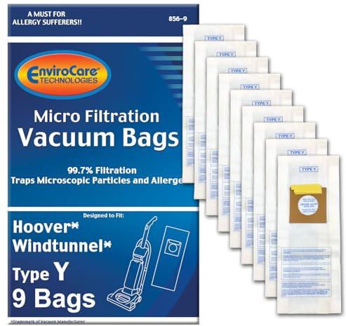 EnviroCare Replacement Micro Filtration Vacuum Cleaner Dust Bags for Hoover Windtunnel Upright Type Y 9 Pack