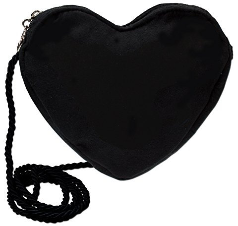 Alpenflüstern Herztasche - Damen Trachtentasche in Herzform, Schultertasche fürs Dirndl, Herz Handtasche zur Tracht, Dirndltasche (schwarz) DTA037