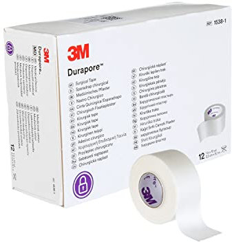 3M Durapore Chirurgisches Klebeband, 2,5 cm x 3 m, 12 Stück