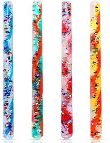 4 Glitzer Zauberstäbe je 32 cm lang und zweifarbig