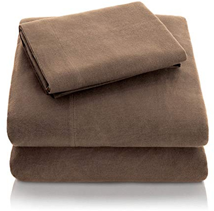 MALOUF Heavyweight Portuguese Flannel Set-100% Cotton Pill Resistant Bedding-Set of 2 Size, King Pillowcase Set (2), Coffee