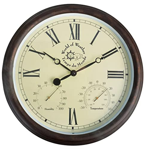 Esschert Design Gartenuhr Plastik L röm. Ziffern, schwarz, 38.29x6.1x38.29 cm, TF009