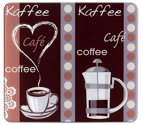 Maximex Multi-Platte Kaffeeduft, Herdabdeckung für Glaskeramik-Kochfelder, Gehärtetes Glas, 56 x 50 cm, mehrfarbig