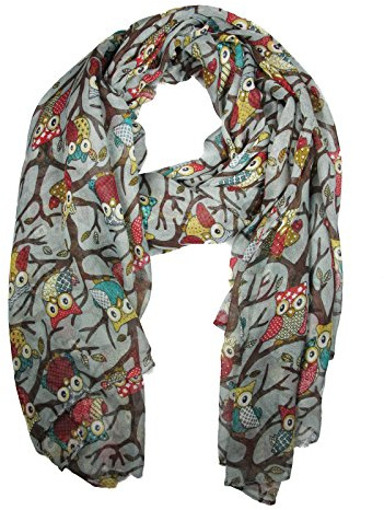 Schal mit Eulen-Aufdruck, bunt
