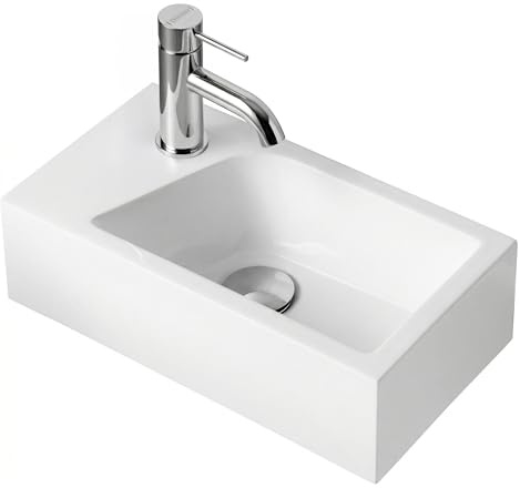 Gäste WC Waschbecken für Wandmontage Mineralguss Links oder Rechts Handwaschbecken klein