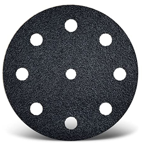 MENZER Black Disques abrasifs 125 mm, 9 trous (Lot 50) G60 | p. Ponceuses excentriques, Carbure de silicium, support auto-agrippant