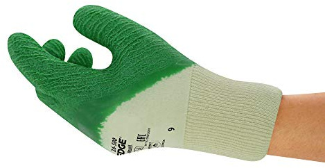 Ansell EDGE 16-500 Multi-Purpose Work Gloves, Mechanical Protection, Gardening, Building, Construction, DIY, Reusable PPE, Men Women, Green, Size M (12 Pairs)