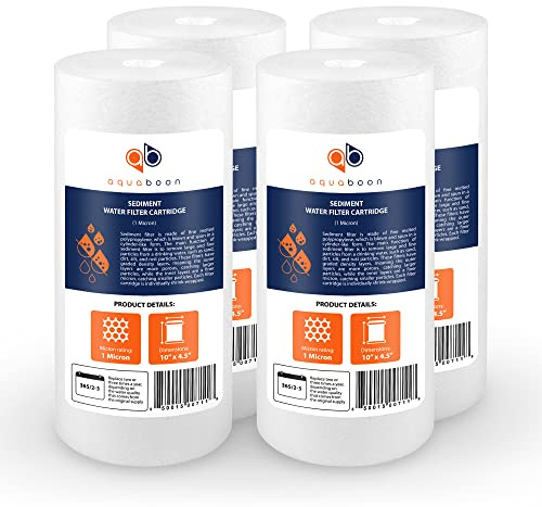 Aquaboon Whole House 1 Micron Water Filter 10 x 4.5 Against Sediment Water Filter Cartridge Replacement Compatible with DGD-5005, AP810, 4-Pack