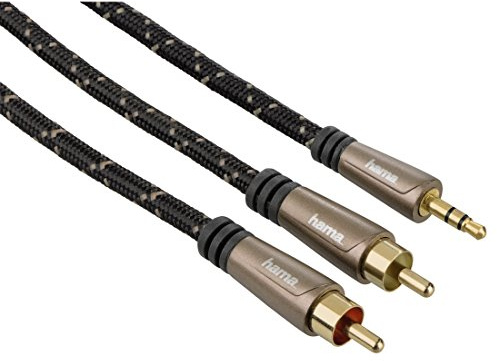 Hama Câble audio,Jack mâle 3,5 mm-2 RCA mâles,stéréo, métallique, plaqué or, 3 m