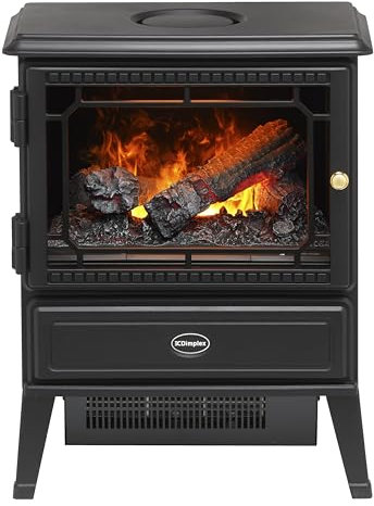 Dimplex Gosford Optimyst Water Vapour Electric Stove Fire, Real Flame Effect, Black Fireplace, Log Fuel Bed, 1000W/2000W Fan Heater, Adjustable Thermostat, Remote Control